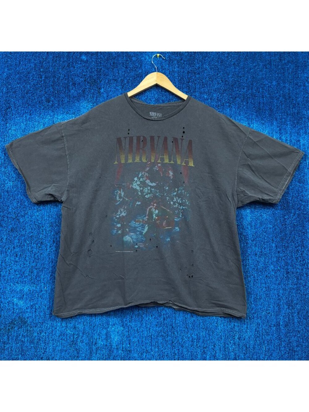 Nirvana Mtv Unplugged Live Set Distressed Grunge Band Tee OS